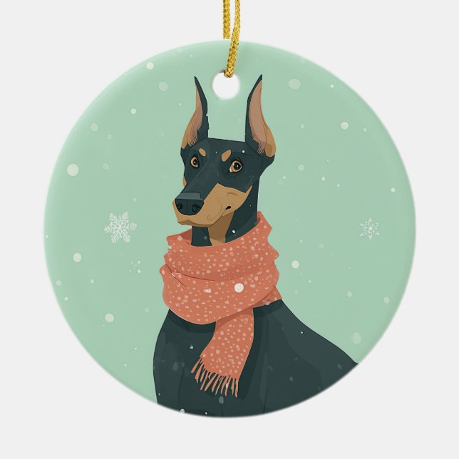 Enfeite de Natal Doberman (Frente)