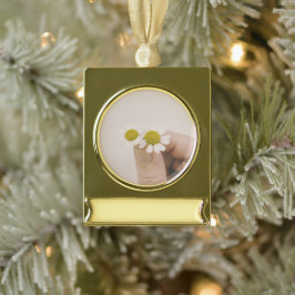 Enfeite De Natal Dourado Com Faixa Banner Ornament