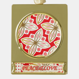 Enfeite De Natal Dourado Com Faixa FELIZES HOLIDAYS | Paz e Amor | Poinsettia |