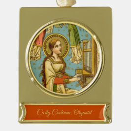 Enfeite De Natal Dourado Com Faixa Rua NeoGótica. Cecília de Roma (detalhes; BNG 02)