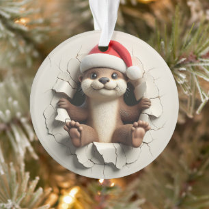 Enfeite de Natal Duplo de Lontra Fofa