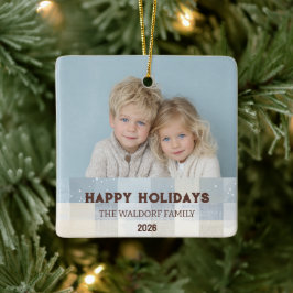 Enfeite de Natal Elegante com Foto da Família