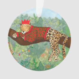 Enfeite de Natal em acrílico de leopardo