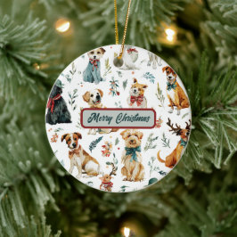Enfeite de Natal em Aquarela de Cachorrinhos para