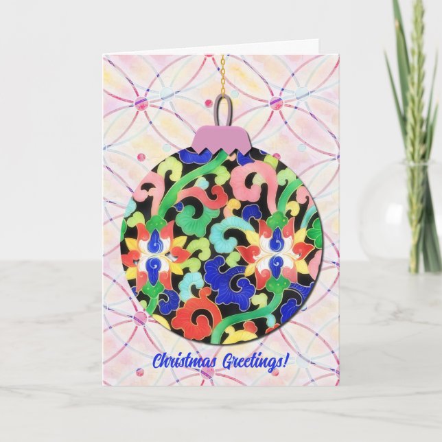 Enfeite de Natal em Estilo Antigo Cartão de Arte R (Frente)