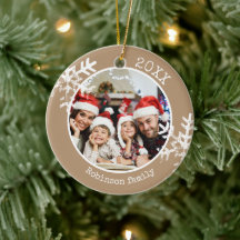 Enfeite de Natal em Floco de Neve com Foto da Famí