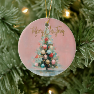Enfeite de Natal em Veludo Rosa para Árvore de Nat