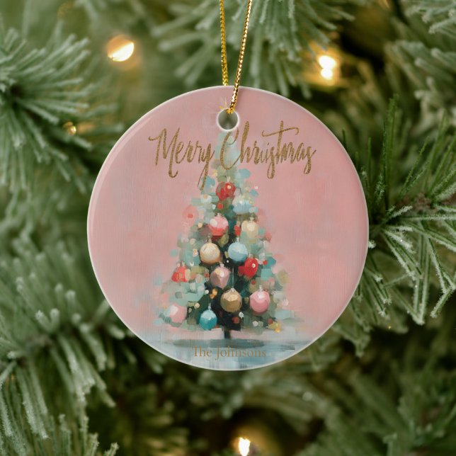 Enfeite de Natal em Veludo Rosa para Árvore de Nat (Árvore)