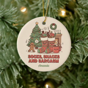 Enfeite de Natal Engraçado Meias Lanches e Sarcasm