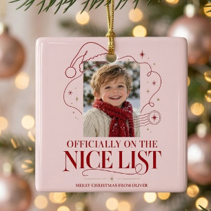 Enfeite de Natal Foto Infantil Rosa Lista Legal
