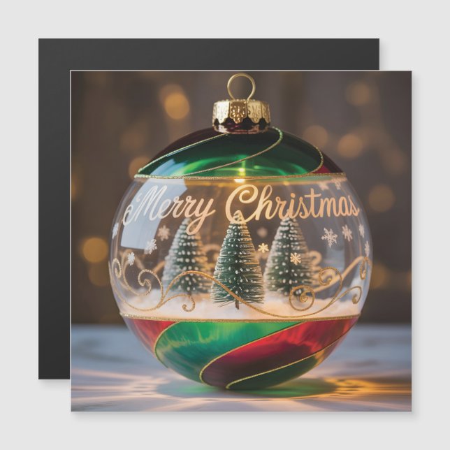 Enfeite de Natal Globo de Neve com Pequena Árvore (Frente/Verso)