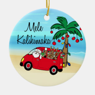 Enfeite de Natal Havaiano Tropical do Papai Noel D