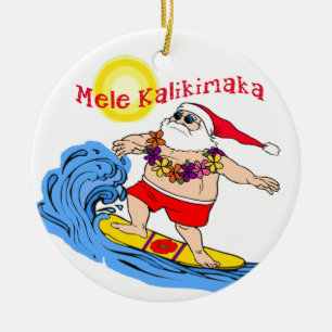 Enfeite de Natal havaiano tropical do Papai Noel s
