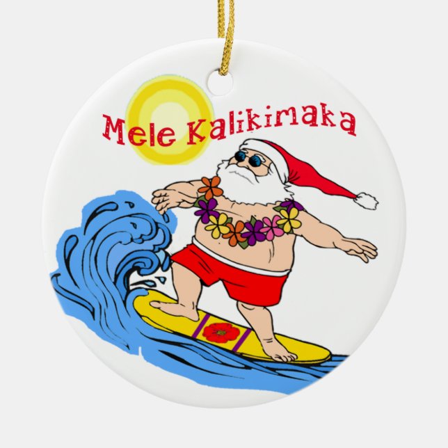 Enfeite de Natal havaiano tropical do Papai Noel s (Frente)