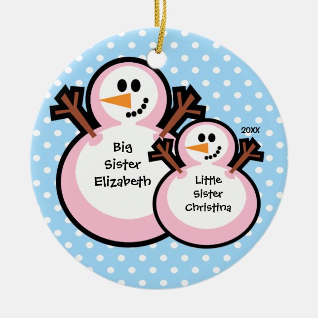 Enfeite de Natal Irmã Mais Velha Boneco de Neve (Frente)