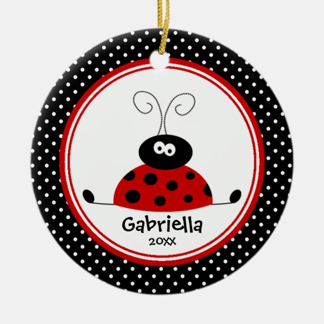 Enfeite de Natal Menina Fofa Joaninha (Frente)