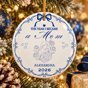 Enfeite de Natal Minimalista Azul para Mãe