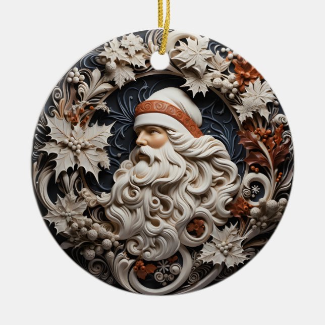 Enfeite de Natal Papai Noel Efeito 3D | Nome Perso (Frente)