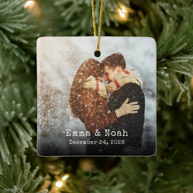 Enfeite de Natal Personalizado com Foto de Casal (Árvore)