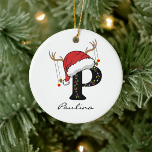 Enfeite de Natal Personalizado com Inicial de Alfa