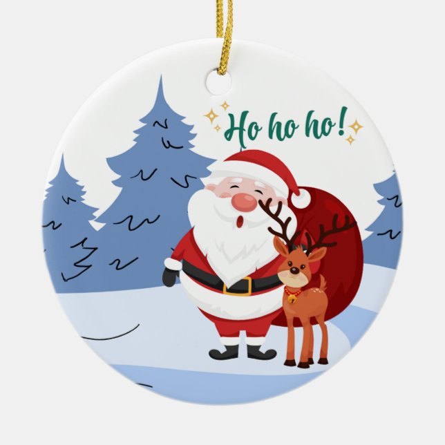 Enfeite de Natal Personalizado com Papai Noel (Frente)