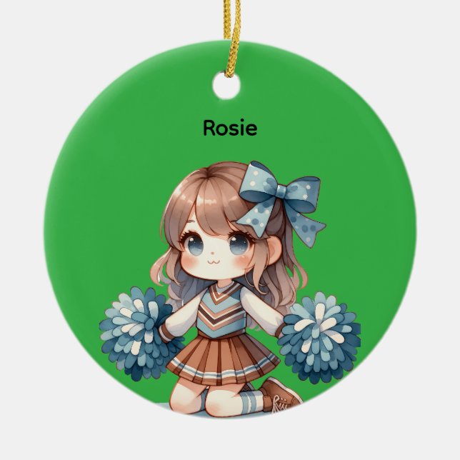 Enfeite de Natal Personalizado de Chibi Cheerleade (Frente)
