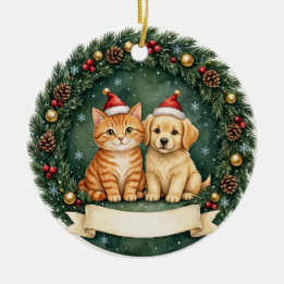 Enfeite de Natal Personalizado de Gato e Cachorro