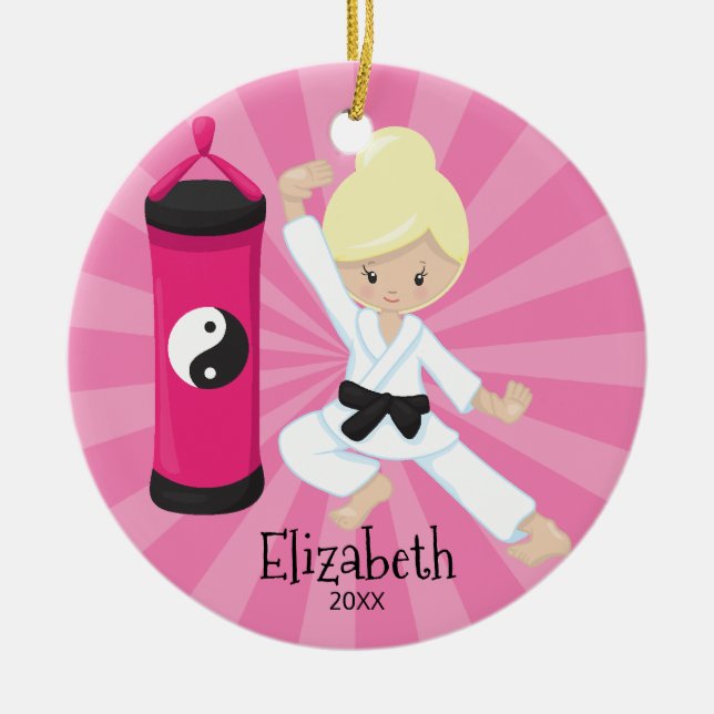 Enfeite de Natal Personalizado de Menina Fofa de K (Frente)