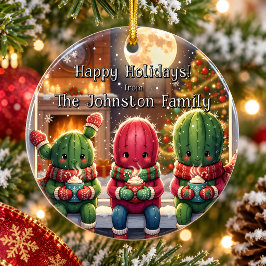 Enfeite de Natal Personalizado Família de Cactus F