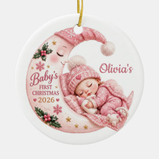 Enfeite de Natal Personalizado para Bebê Menina Pr