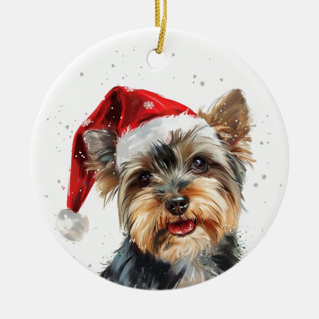 Enfeite de Natal Personalizado para Cão de Yorkshi (Frente)