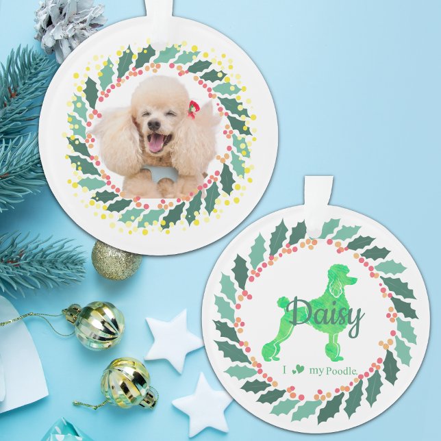 Enfeite de Natal Personalizado Pastel Verde Poodle (Criador carregado)
