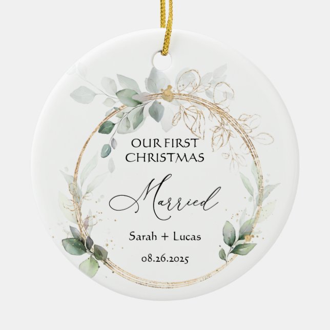 Enfeite de Natal Personalizado Primeiro Casamento (Frente)