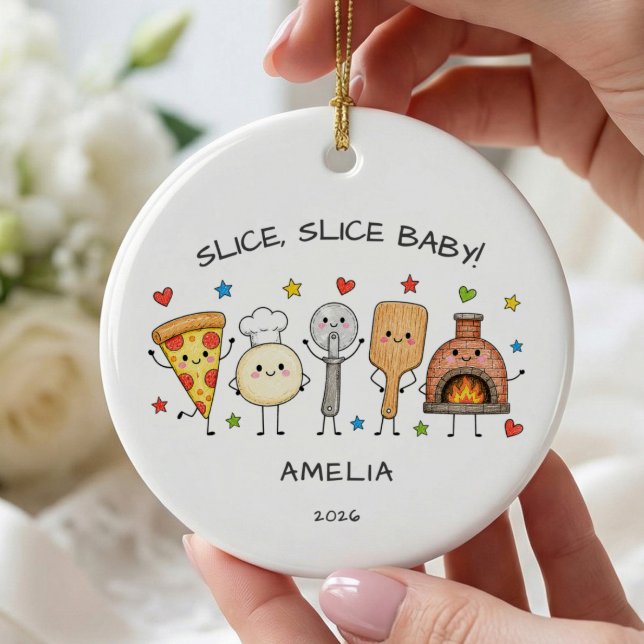 Enfeite de Natal Pizza Slice Slice Baby (Criador carregado)