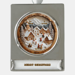 Enfeite De Natal Prateado Com Faixa Adorno de Faixa