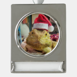 Enfeite De Natal Prateado Com Faixa Ornamento de Banner