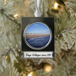 Enfeite De Natal Prateado Com Faixa Ornamento de Banner de Cottages de Dias