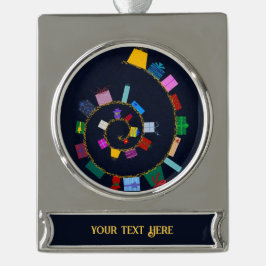 Enfeite De Natal Prateado Com Faixa Ornamento de Corda de Presente Rolante