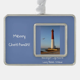 Enfeite De Natal Prateado Com Foto Barnegat Lighthouse