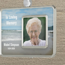 Enfeite De Natal Prateado Com Foto Em Loving Memory Beach Photo