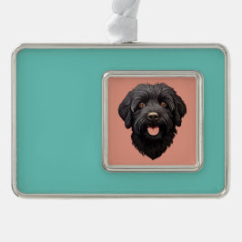 Enfeite De Natal Prateado Com Foto Labradoodle Black Dog