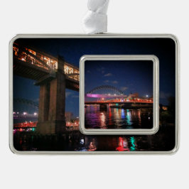 Enfeite De Natal Prateado Com Foto Newcastle bridges