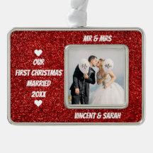 Nosso Primeiro Natal Personalizado Glitter de Foto