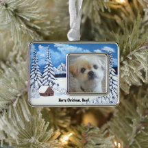 Ornamento enquadrado da Wonder Malshi Dog Winter W