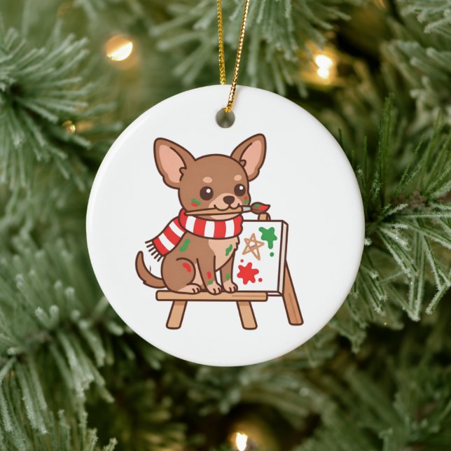 Enfeite de Natal Presente Pintor Chihuahua (Árvore)