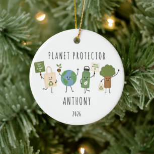 Enfeite de Natal Protetor do Planeta Personalizado
