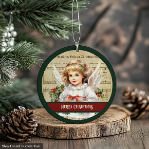 Enfeite de Natal Retro Anjo Alegre Porta-Cartão