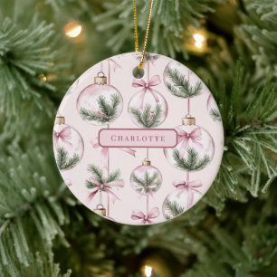 Enfeite de Natal Rosa Moderno Presente Personaliza