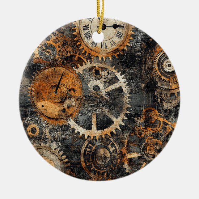 Enfeite de Natal Steampunk Vintage (Frente)