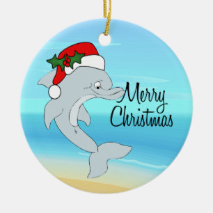 Enfeite de Natal Tropical do Papai Noel Golfinho